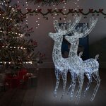 Vidaxl rennes de noël xxl acrylique 250 led 2 pièces 180 cm blanc froid