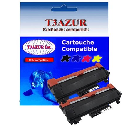 2 Toners compatibles avec Brother TN2420 pour Brother MFC-L2735DW, MFC-L2750DW, TN2420 - 3 000 pages - T3AZUR