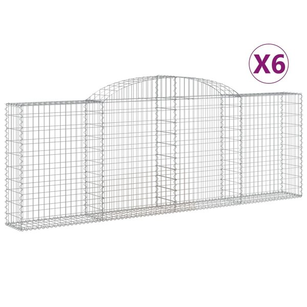 vidaXL Paniers à gabions arqués 6 Pièces 300x30x100/120 cm fer galvanisé