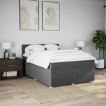 vidaXL Sommier à lattes de lit avec matelas Gris foncé 160x200cm Tissu