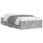 vidaXL Cadre de lit et tiroirs gris béton 90x200 cm bois d'ingénierie