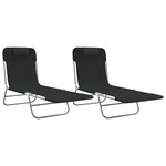 vidaXL Chaises longues pliables lot de 2 noir textilène et acier
