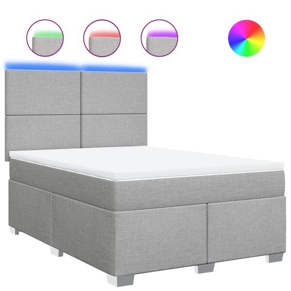 vidaXL Sommier à lattes de lit avec matelas Gris clair 160x200cm Tissu