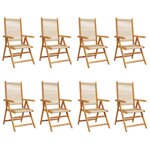 vidaXL Chaises inclinables de jardin lot de 8 beige bois massif acacia