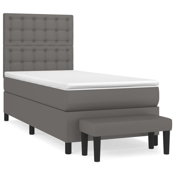 vidaXL Sommier à lattes de lit avec matelas Gris 90x190 cm Similicuir