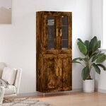 vidaXL Buffet haut Chêne fumé 69 5x34x180 cm Bois d'ingénierie