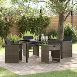 vidaXL Ensemble de salle à manger pour jardin 5 Pièces Gris Poly rotin