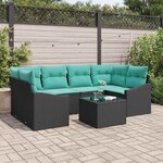 vidaXL Ensemble de Canapés 7 Pièces Noir et turquoise polyrotin