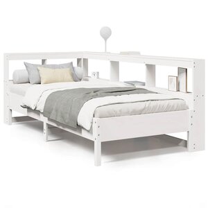 vidaXL Lit bibliothèque sans matelas blanc 100x200 cm bois pin massif