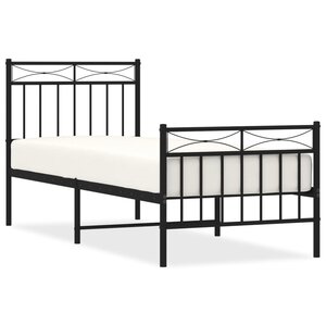 vidaXL Cadre de lit métal sans matelas avec pied de lit noir 75x190 cm