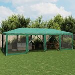 vidaXL Tente de fête avec 12 parois latérales en maille vert 8x4m PEHD