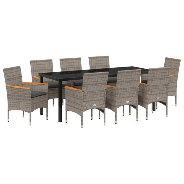 vidaXL Ensemble de salle à manger pour jardin 9 pc Gris polyrotin