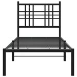 vidaXL Cadre de lit métal avec tête de lit noir 75x190 cm
