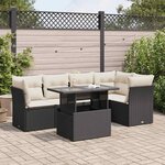 vidaXL Salon de jardin 6 Pièces avec coussins noir résine tressée