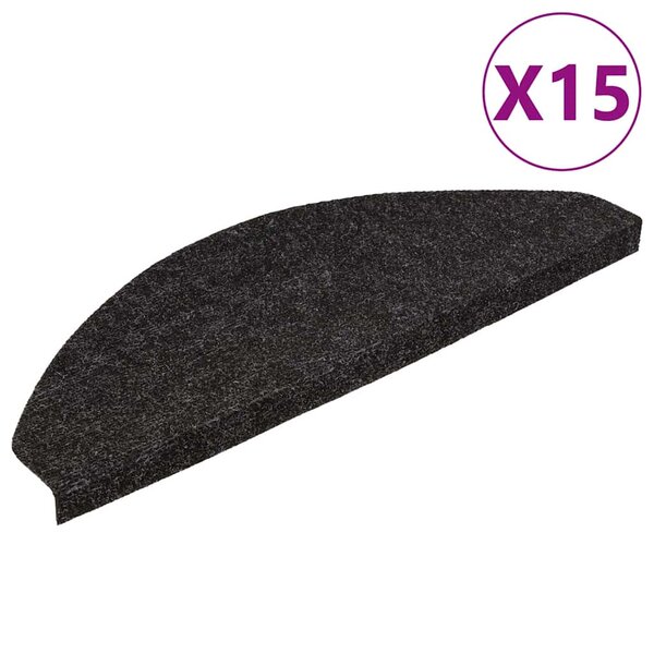 vidaXL Tapis d'escalier autocollants 15 Pièces 56x17x3 cm Noir