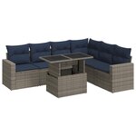 vidaXL Salon de jardin avec coussins 7 Pièces noir résine tressée acacia