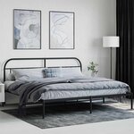 vidaXL Cadre de lit métal sans matelas avec tête de lit noir 200x200cm