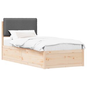 vidaXL Cadre de lit avec tête de lit rembourrée Gris foncé 80 x 200 cm