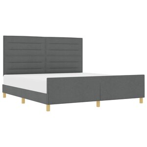 vidaXL Cadre de lit avec tête de lit Gris foncé 180 x 200 cm tissu
