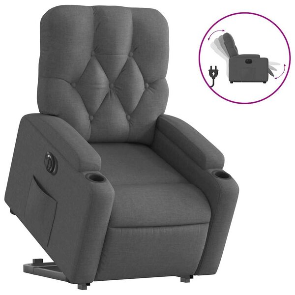 vidaXL Fauteuil inclinable électrique gris foncé tissu