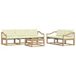 vidaXL Ensemble de canapés d'extérieur 6 pc Blanc et crème