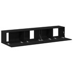 Ensemble de meuble TV 2 pièces noir en bois d'ingénierie