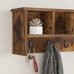 vidaXL Porte-manteau mural avec étagère Chêne fumé 75 x 16 x 26 cm