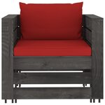 Vidaxl salon de jardin 8 pièces avec coussins bois imprégné de gris