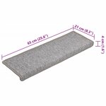 vidaXL Tapis d'escalier 15 pièces 65 x 21 x 4 cm Gris clair Bord rectangulaire