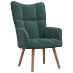 vidaXL Chaise de relaxation Vert foncé Velours