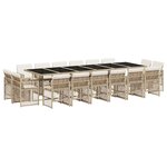 vidaXL Ensemble à manger de jardin et coussins 17 Pièces beige