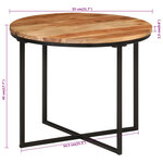 vidaXL Table basse 55x55x45 cm bois massif acacia et fer