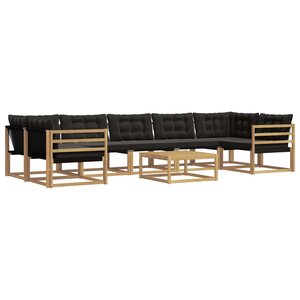 vidaXL Ensemble de canapés d'extérieur 8 Pièces Blanc et noir