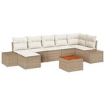 vidaXL Ensemble canapé jardin 8 Pièces Beige et blanc