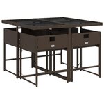vidaXL Ensemble à manger de jardin 5 Pièces et coussins marron poly rotin