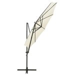 vidaXL Parasol déporté avec mât et lumières LED Sable 300 cm