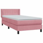 vidaXL Sommier à lattes de lit avec matelas rose 90x220 cm velours