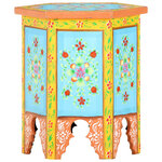 vidaXL Table d'appoint peinte à la main multicolore 38x33x42 cm
