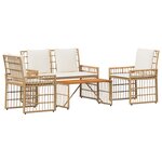vidaXL Ensemble de meubles d'extérieur 4 pc Blanc Naturel et Crème