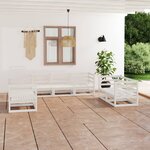 vidaXL Salon de jardin 7 Pièces Blanc Bois de pin massif