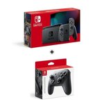Console Nintendo Switch avec paire de Joy-Con gris + Manette Pro Controller