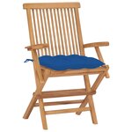 vidaXL Chaises de jardin avec coussins bleu lot de 2 Bois teck massif