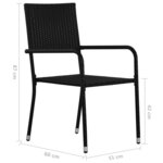 vidaXL Chaise à dîner de jardin empilable lot de 4 noir résine tressée