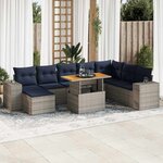 vidaXL Salon de jardin 9 Pièces avec coussins gris résine tressée