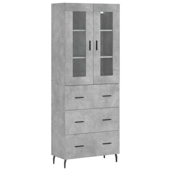 vidaXL Buffet haut Gris béton 69 5x34x180 cm Bois d'ingénierie