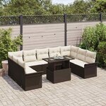 vidaXL Ensemble de canapé de jardin 10 Pièces Marron Poly rotin