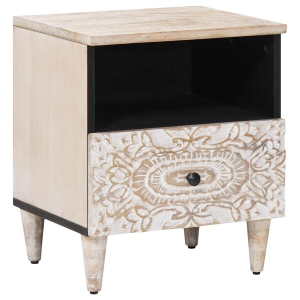vidaXL Armoire de lit Blanc 40 x 33 x 46 cm Bois de mangue massif