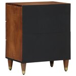 vidaXL Table de chevet Marron miel avec motifs dorés Bois de manguier massif