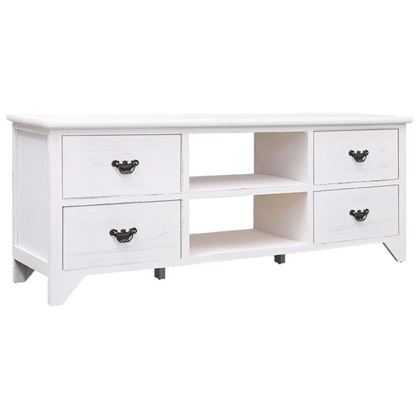 vidaXL Meuble TV Blanc antique 108x30x40 cm Bois de Paulownia solide