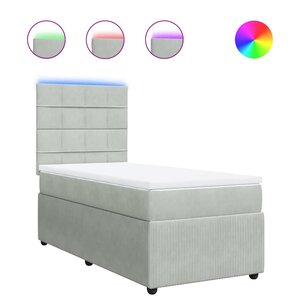 vidaXL Sommier à lattes de lit et matelas Gris clair 90x190 cm Velours